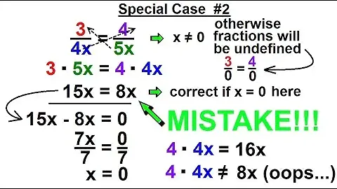 Algebra - Ch. 1: Linear Equation (17 of 21) (NOTE THE ERROR 4 X 4 = ?) Special case #2